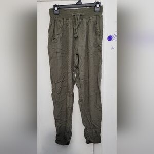 CI SONO Pants Womens Medium Drawstring 100% Linen Blend Green Size Large